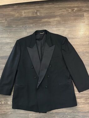 Vintage Christian Dior Black Double-Breasted Tuxedo Jacket